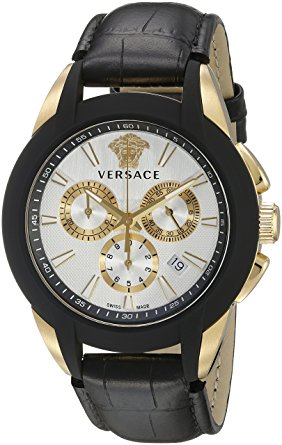 Versace Men’s VQN030015 Character Analog Display Quartz Black Watch ...